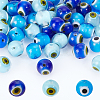  48Pcs 3 Colors Handmade Evil Eye Lampwork Round Beads LAMP-NB0001-85-4