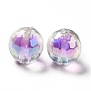 Two Tone UV Plating Rainbow Iridescent Acrylic Beads TACR-D010-03B-07-2