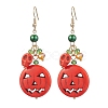 Pumpkin Synthetic Turquoise Dangle Earrings EJEW-TA00517-1