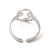 304 Stainless Steel Abstract Face Open Cuff Ring for Women RJEW-E066-06P-3