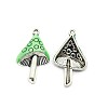 Mushroom Antique Silver Tone Alloy Enamel Pendants ENAM-N039-07D-1