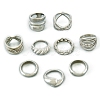 9Pcs 9 Styles Alloy Criss Cross Finger Rings Sets for Unisex PW-WG52168-01-5