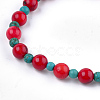 Synthetic Coral Beaded Stretch Bracelets BJEW-S134-77-2