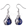 Natural Dyed Lapis Lazuli Palm Dangle Earrings EJEW-A092-09P-15-2