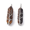 Natural Tiger Eye Copper Wire Wrapped Pendants G-F733-05A-3