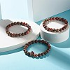 Natural Leopard Skin Jasper Round Beads Yoga Stretch Bracelet for Men Women BJEW-JB06928-3