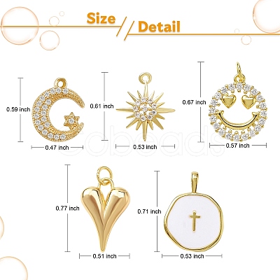 10Pcs 5 Style Brass Pendants KK-SZ0005-20-1