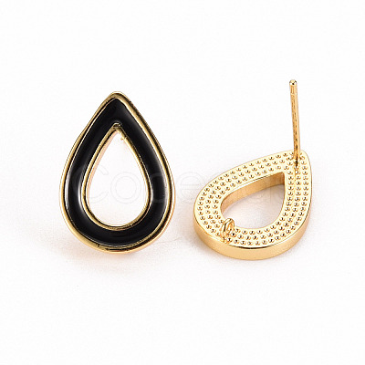 Brass Enamel Stud Earring Findings KK-S356-244A-NF-1