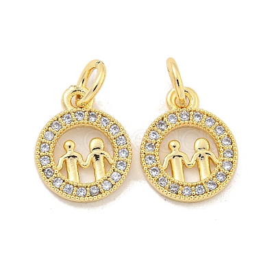 Brass Micro Pave Clear Cubic Zirconia Charms KK-Z044-34G-1