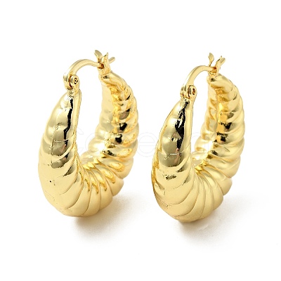 Brass Croissant Hoop Earrings for Women EJEW-A079-01G-1