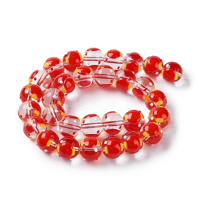 Chinese Style Transparent Glass Enamel Beads Strands GLAA-G107-05B-1