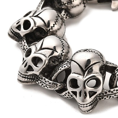 304 Stainless Steel Skull Link Chain Bracelets BJEW-E094-02AS-1