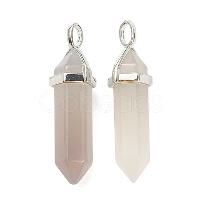 Natural Grey Agate Pointed Pendants G-M378-01P-A02-1