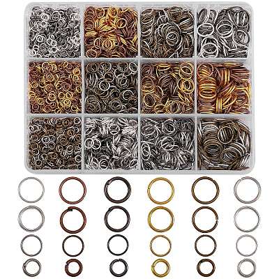 3870Pcs 24 Style Iron Open Jump Rings IFIN-SZ0001-30-1