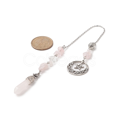 Natural Rose Quartz Pointed Dowsing Pendulums PALLOY-JF02009-05-1