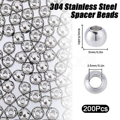 SUNNYCLUE 304 Stainless Steel Spacer Beads STAS-SC0006-87C-1