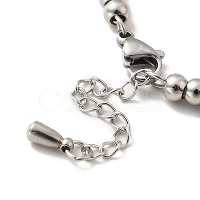 Tarnish Resistant 304 Stainless Steel Clover Charm Bracelet with 201 Stainless Steel Round Beads for Women BJEW-B057-15P-1