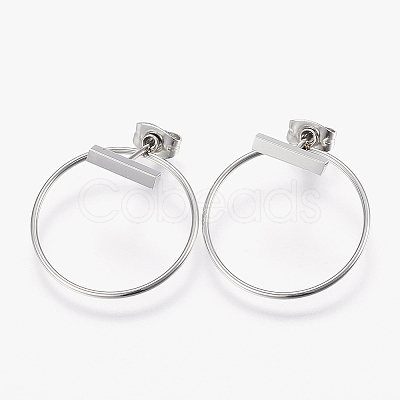 304 Stainless Steel Stud Earrings EJEW-I211-14P-1