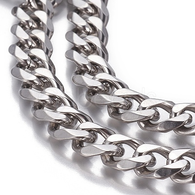 Non-Tarnish 201 Stainless Steel Cuban Link Chains CHS-P007-04P-02B-1