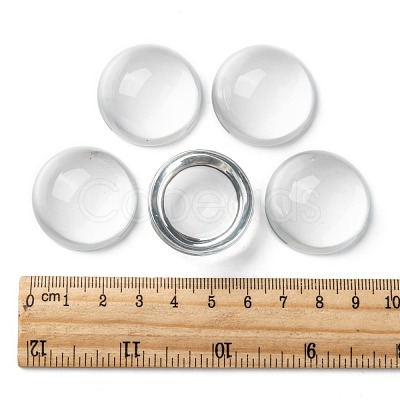 Transparent Half Round Glass Cabochons X-GGLA-R027-30mm-1