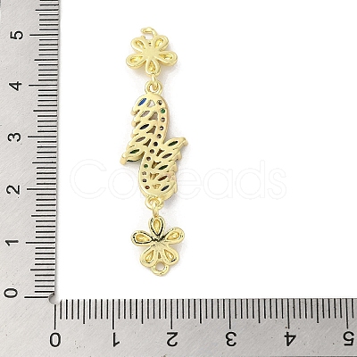 Rack Plating Brass Pave Colorful Cubic Zirconia Flower Connector Charms KK-C052-37B-G-1