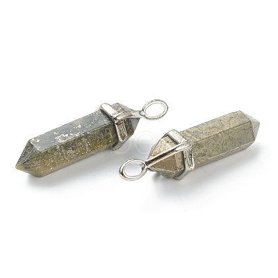 Natural Pyrite Pointed Pendants G-M378-01P-A37-1