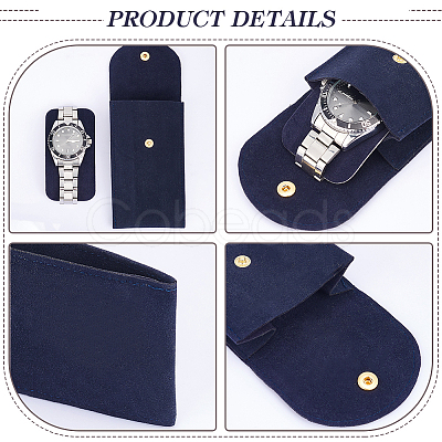 Rectangle Velvet Single Watch Storage Bag with Flip Cover ABAG-WH0044-46B-1