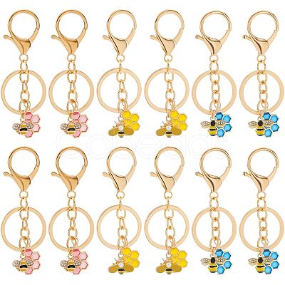 Nbeads 4 Sets Alloy Enamel Pendants Keychains KEYC-NB0001-36-1