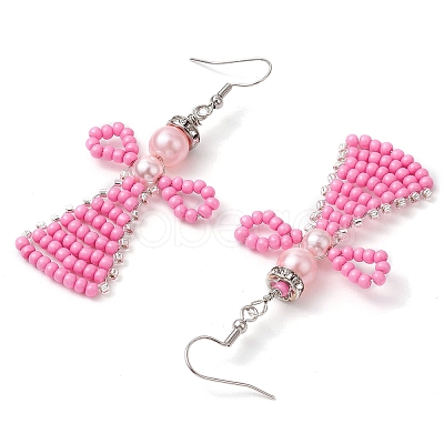 Glass Seed Beads Angle Dangle Earrings EJEW-MZ00288-02-1