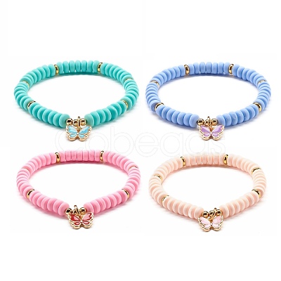 Butterfly Alloy Enamel Charm Bracelet for Teen Girl Women BJEW-JB06917-1