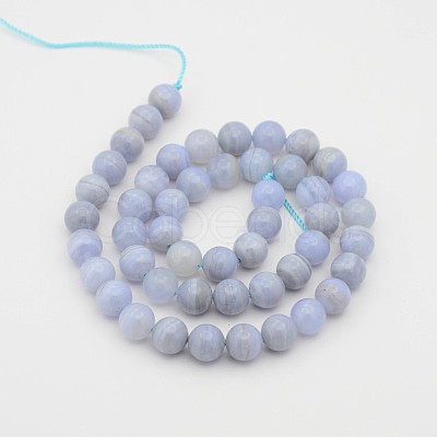 Natural Blue Lace Agate Round Bead Strands G-P070-15-4mm-1