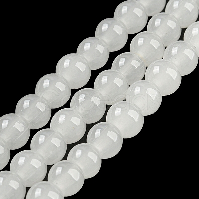 Baking Painted Imitation Jade Glass Round Bead Strands DGLA-Q021-6mm-01-1