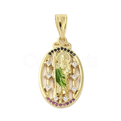 Rack Plating Brass Micro Pave Cubic Zirconia Pendants KK-C052-16G-1