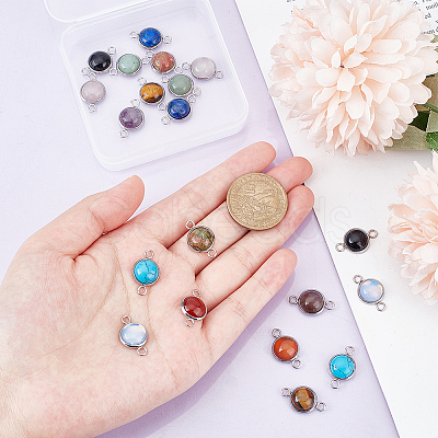 AHADERMAKER 20Pcs 10 Styles Natural & Synthetic Mixed Gemstone Connector Charms Sets G-GA0001-65-1