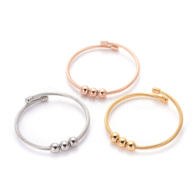 304 Stainless Steel Torque Bangle Sets BJEW-L642-15-1