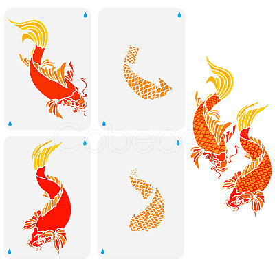 4Pcs 4 Styles PET Hollow Out Drawing Painting Stencils DIY-WH0394-0127-1