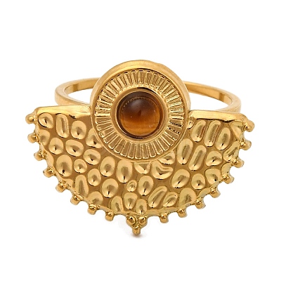 Natural Tiger Eye Finger Rings RJEW-Q822-43G-01-1