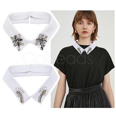 Nbeads 2Pcs 2 Style Cotton Detachable Blouse False Collar AJEW-NB0003-98-1