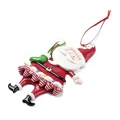 Christmas Santa Claus Handmade Polymer Clay Pendant Decorations HJEW-P017-01B-1