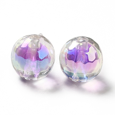 Two Tone UV Plating Rainbow Iridescent Acrylic Beads TACR-D010-03B-07-1