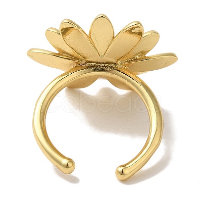 Flower Rack Plating Brass Cuff Rings for Women RJEW-G323-08G-1