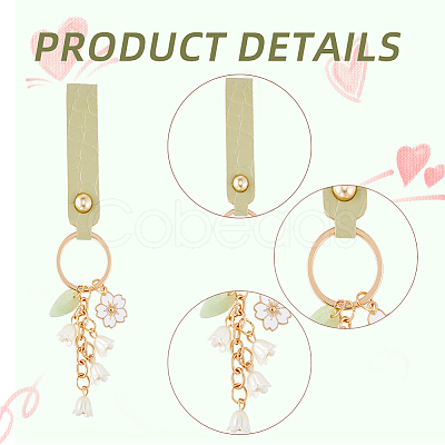 CRASPIRE 2Pcs Alloy Enamel Sakura Pendant Keychain HJEW-CP0001-12-1