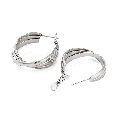 Tarnish Resistant 202 Stainless Steel Hoop Earrings EJEW-A041-02P-1