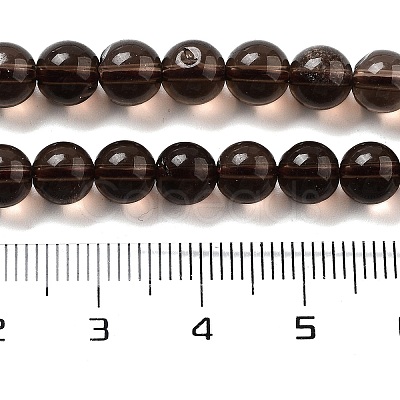 Natural Smoky Quartz Round Beads Strands G-E329-6mm-38A-1