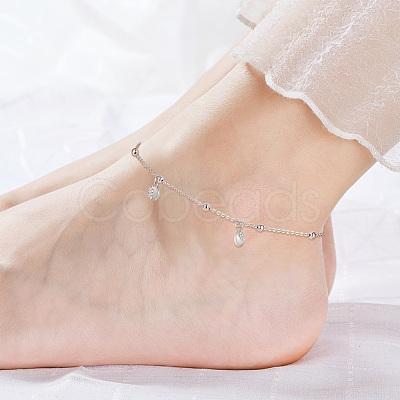 SHEGRACE Rhodium Plated 925 Sterling Silver Charm Anklets JA138A-1