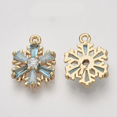 Brass Cubic Zirconia Charms ZIRC-S064-019-1