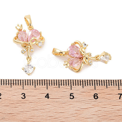 Brass Micro Pave Cubic Zirconia Pendants KK-C051-46G-1