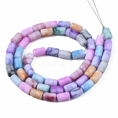 Opaque Baking Painted Crackle Glass Beads Strands FGLA-T004-01I-1