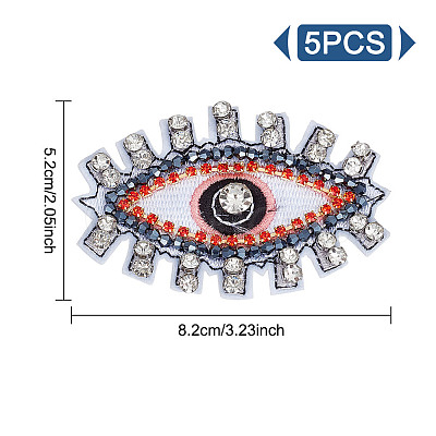 5Pcs Evil Eye Cloth Embroidered Appliques FIND-FG0003-07A-1