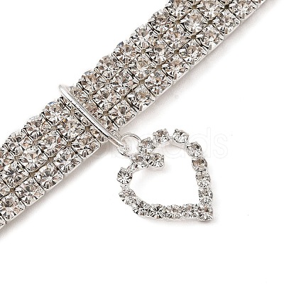 Adjustable 3-Row Iron Rhinestone Cup Chain Pet Collars AJEW-A054-01C-1